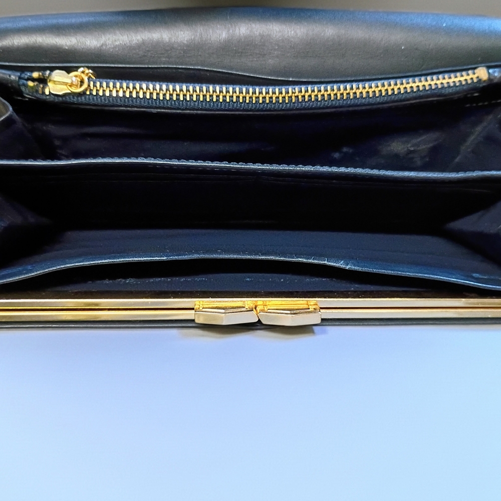 Vintage Yves Saint Laurent Croc Embossed Convertible Wallet Clutch w/ Gold Chain - Picture 10 of 14